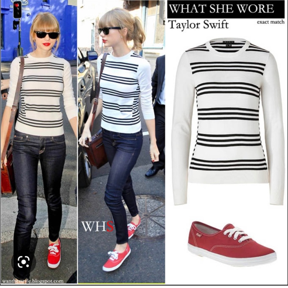 NWT Theory ivory and black stripe Tommie sweater